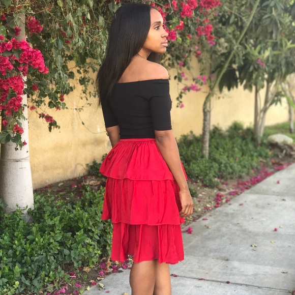 Red Ruffle Skirt - Picture 3 of 3